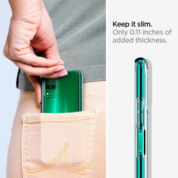 Spigen P40 Lite ile Uyumlu Kılıf Liquid Crystal 4 Tarafı Tam Koruma Crystal Clear