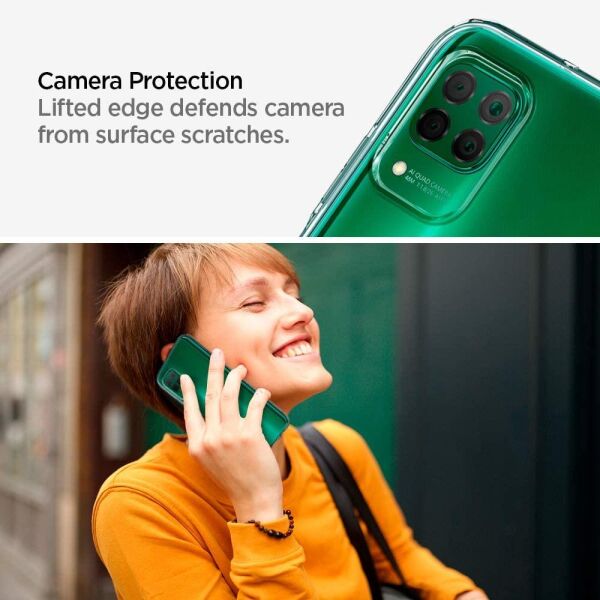 Spigen P40 Lite ile Uyumlu Kılıf Liquid Crystal 4 Tarafı Tam Koruma Crystal Clear