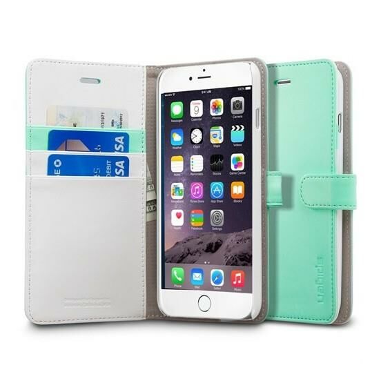 Spigen iPhone 6 Plus/6s Plus ile Uyumlu Kılıf Wallet S (Cüzdan Özellikli) Mint Green