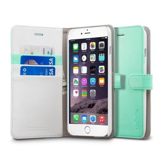 Spigen iPhone 6 Plus/6s Plus ile Uyumlu Kılıf Wallet S (Cüzdan Özellikli) Mint Green