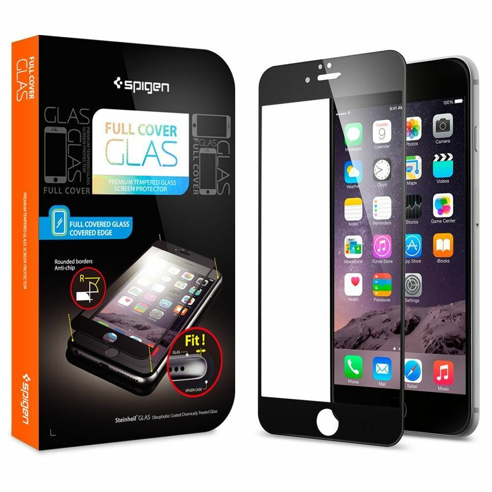 Spigen iPhone 6/6s ile Uyumlu Cam Ekran Koruyucu Full Kaplayan Koruma Black