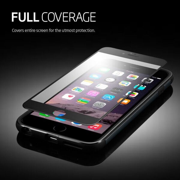 Spigen iPhone 6/6s ile Uyumlu Cam Ekran Koruyucu Full Kaplayan Koruma Black