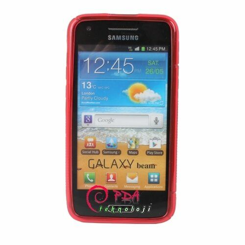 Galaxy Beam i8530 ile Uyumlu S Desenli Şeffaf Silikon Kılıf Pembe Renk