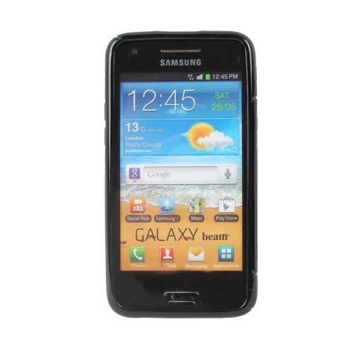 Galaxy Beam i8530 ile Uyumlu S Desenli Şeffaf Silikon Kılıf Siyah Renk