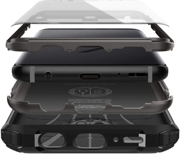 Spigen Galaxy S9 ile Uyumlu Kılıf Pro Guard Gun Metal