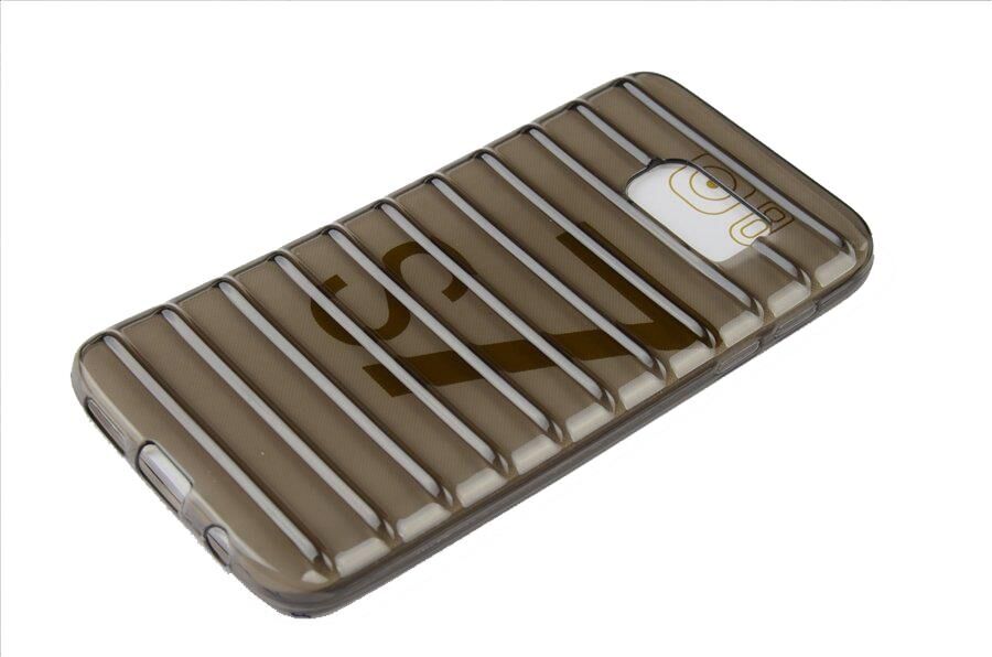 Jopus Galaxy S7 ile Uyumlu Silikon Tirtikli Arka Koruma Paneli Siyah SK-030