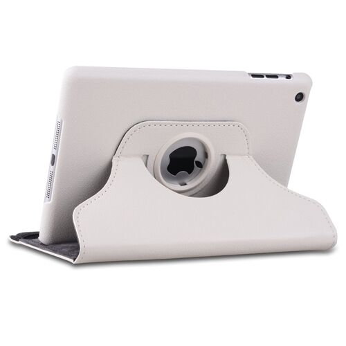 iPad Mini ile Uyumlu 360 Derece Dönebilen Deri Kılıf Beyaz