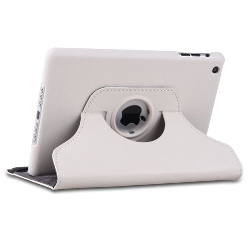 iPad Mini ile Uyumlu 360 Derece Dönebilen Deri Kılıf Beyaz