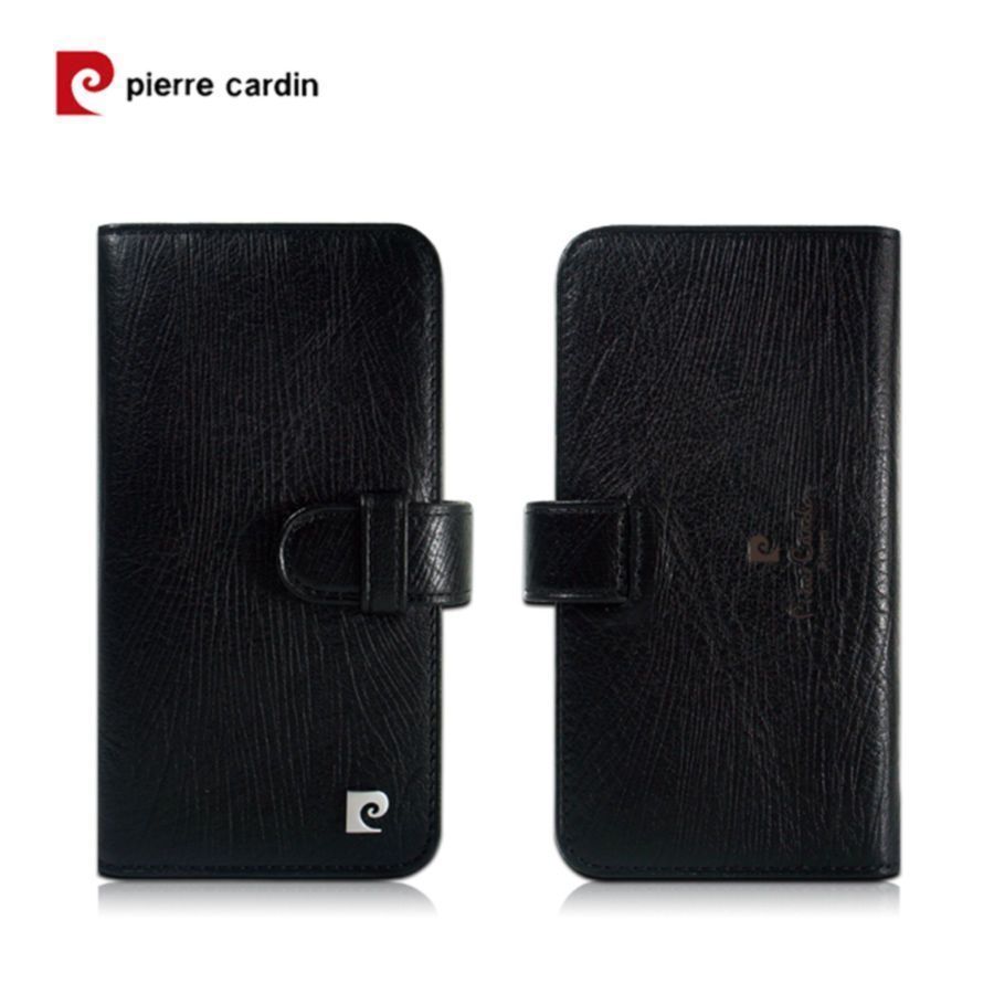 Pierre Cardin iPhone 6 Plus ile Uyumlu Deri Kapaklı Koruma Kılıfı Siyah PCL-P09