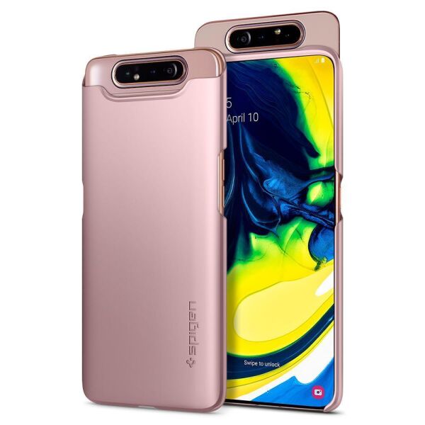 Spigen Galaxy A80 ile Uyumlu Kılıf Thin Fit Rose Gold