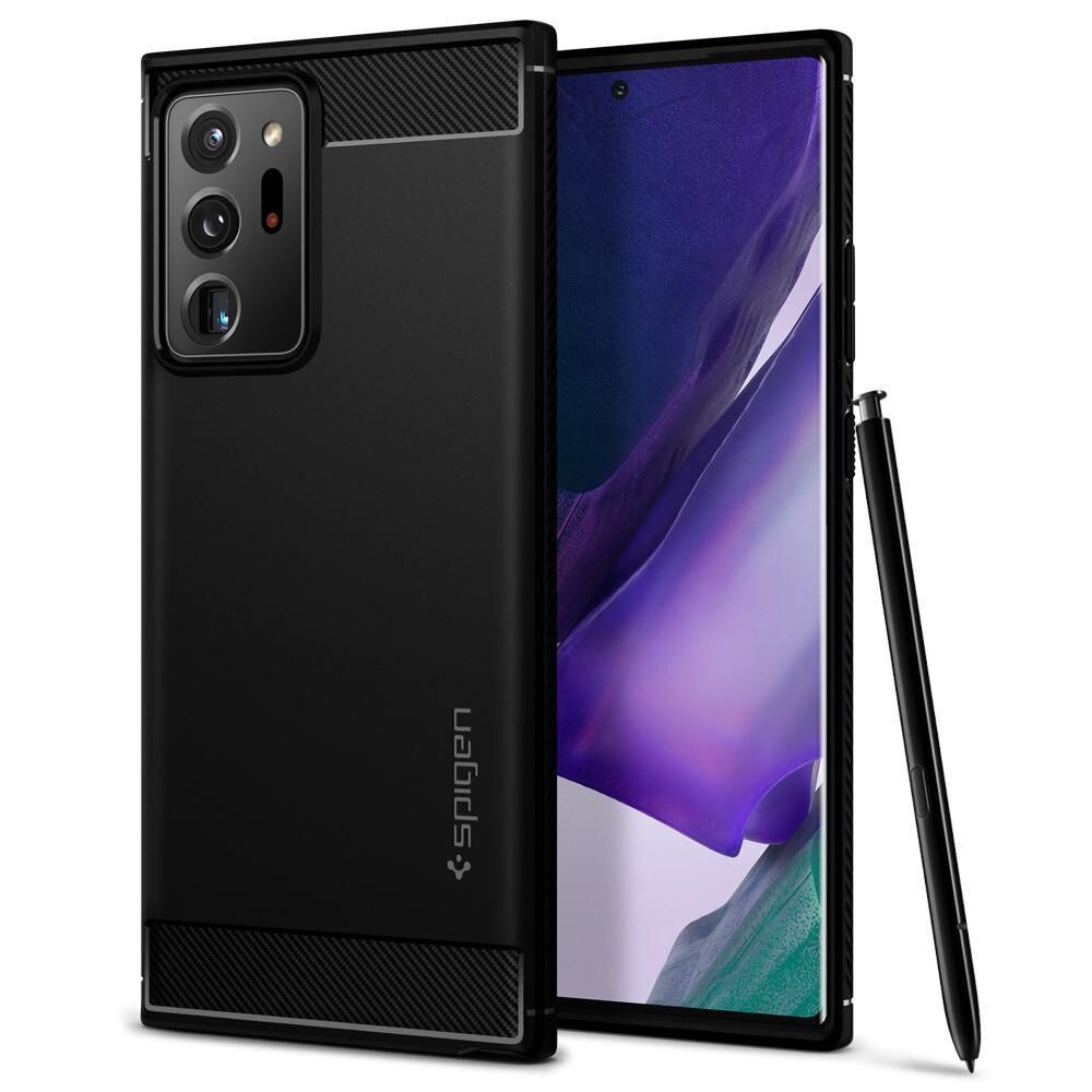 Spigen Galaxy Note 20 Ultra ile Uyumlu Kılıf Rugged Armor Black