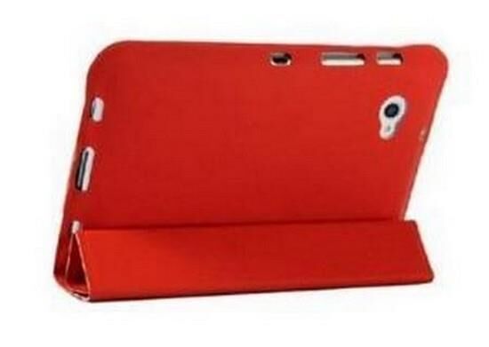 Galaxy Tab 7 Plus P6200 ile Uyumlu Ultra Slim Deri Kılıf Kırmızı Renk