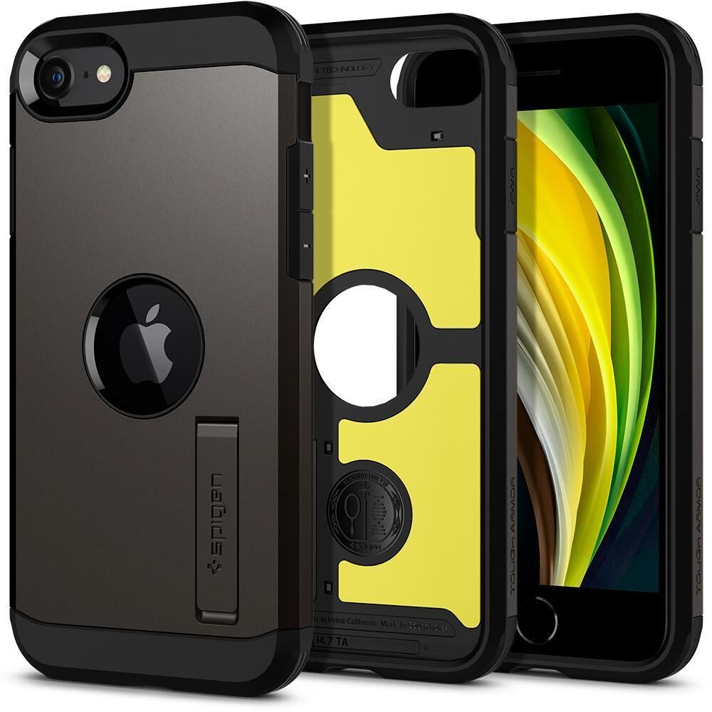 Spigen iPhone SE (2020) ile Uyumlu Kılıf Tough Armor Gunmetal