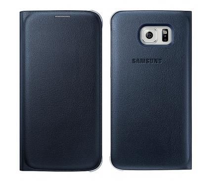 Galaxy S6 Edge ile Uyumlu Flip Wallet (Deri Görünümlü) Siyah EF-WG925PB (Out)