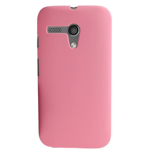 Moto G ile Uyumlu Sert Kauçuk Kılıf Pembe