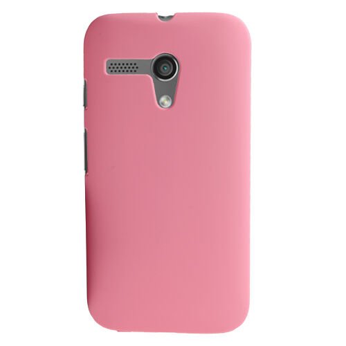Moto G ile Uyumlu Sert Kauçuk Kılıf Pembe