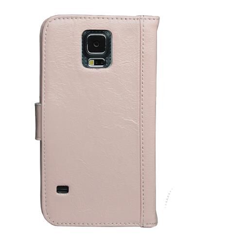 Galaxy S5 G900 ile Uyumlu Hakiki Deri Kapaklı Kılıf Krem