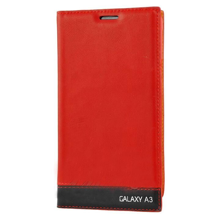 Galaxy A3 (A300) ile Uyumlu Kılıf Milano Serisi Kapaklı Kırmızı