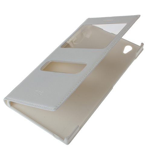 T50 ile Uyumlu Çift Pencereli Flip Cover Kılıf Beyaz