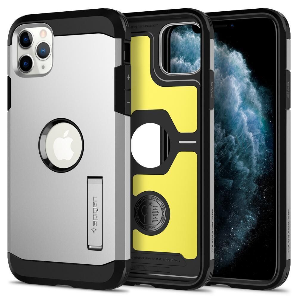 Spigen iPhone 11 Pro ile Uyumlu Kılıf Tough Armor XP Satin Silver