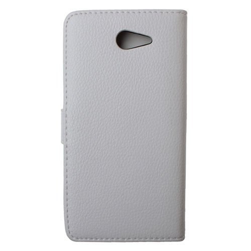 Xperia M2 Dual ile Uyumlu Kılıf Yan Model Kartlıklı Cüzdanlı Beyaz