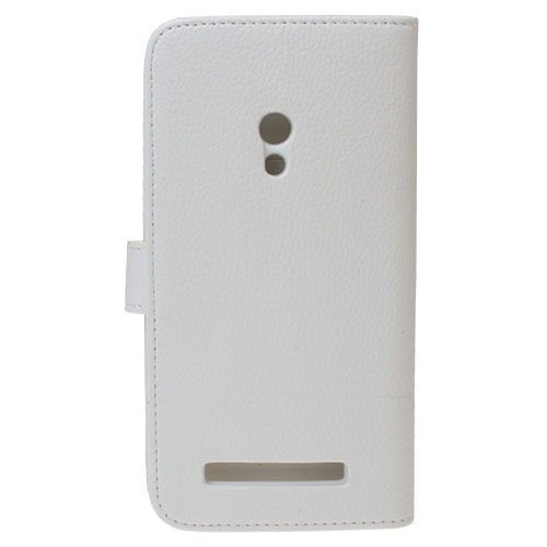 Zenfone 5 ile Uyumlu Deri Kılıf Yan Model Kartlıklı Cüzdanlı Beyaz