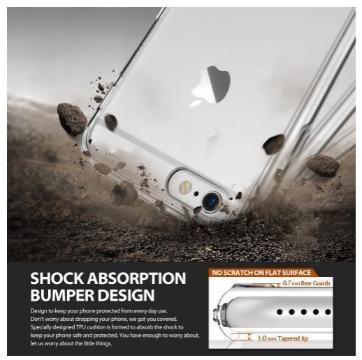Ringke Fusion iPhone 6s/ 6 ile Uyumlu KIlıf Black TPU Bumper Extra Darbe Emici