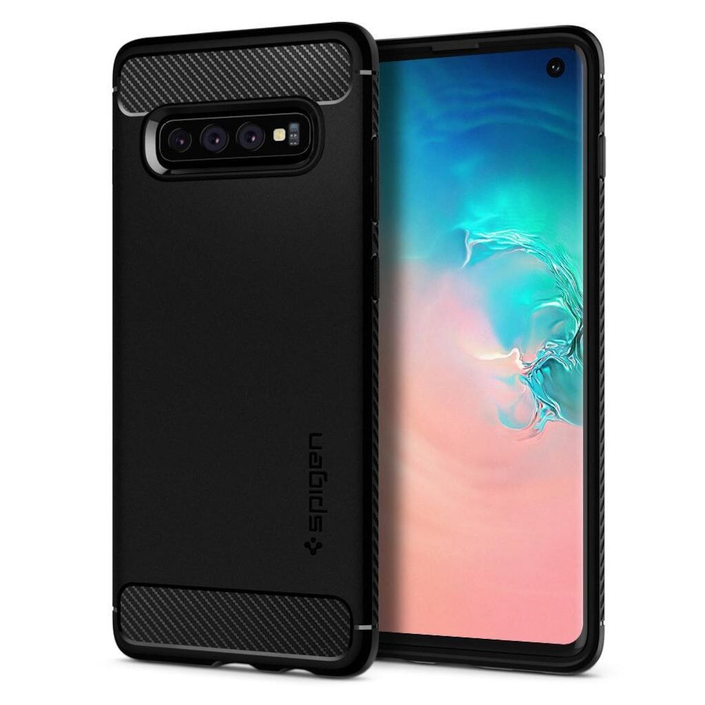 Spigen Galaxy S10 ile Uyumlu Kılıf Rugged Armor Matte Black