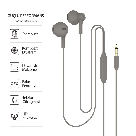 Blogy Mikrofonlu Kulaklık BR03 Dark Silver