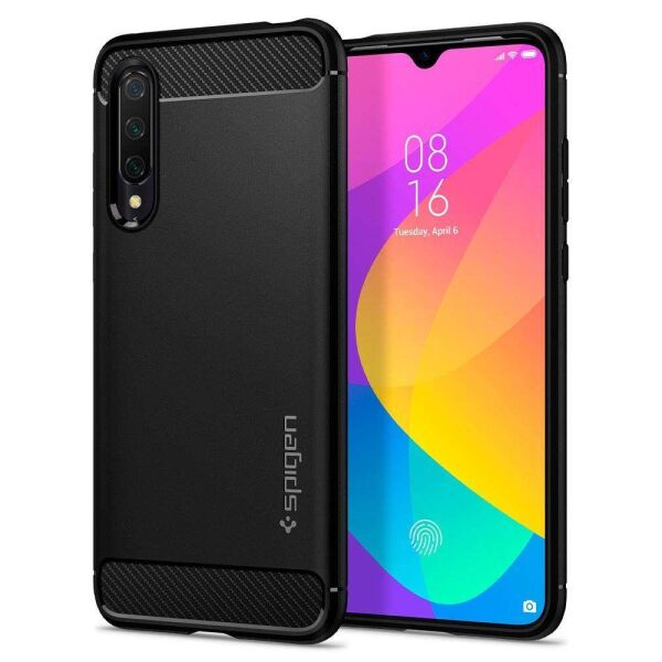 Spigen Mi 9 Lite ile Uyumlu Kılıf Rugged Armor Matte Black