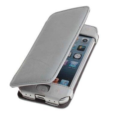 iPhone 5S/5 ile Uyumlu Kaliteli Yan Model Deri Kılıf Beyaz