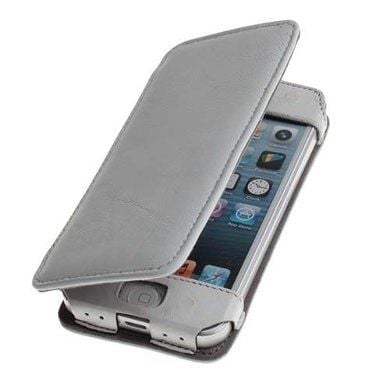 iPhone 5S/5 ile Uyumlu Kaliteli Yan Model Deri Kılıf Beyaz
