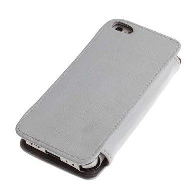 iPhone 5S/5 ile Uyumlu Kaliteli Yan Model Deri Kılıf Beyaz