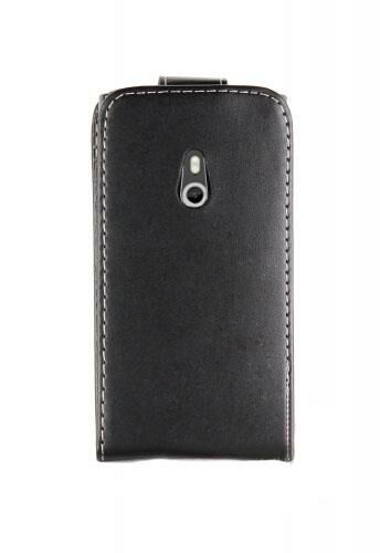 Lumia 800 ile Uyumlu Deri Kılıf Siyah Renk