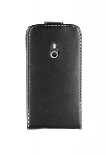 Lumia 800 ile Uyumlu Deri Kılıf Siyah Renk