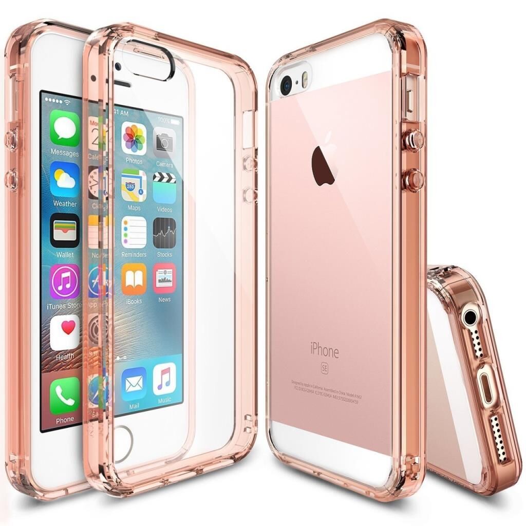 Ringke Fusion iPhone SE/ 5S/ 5 ile Uyumlu Kılıf Rose Gold TPU Bumper Extra Darbe Emici