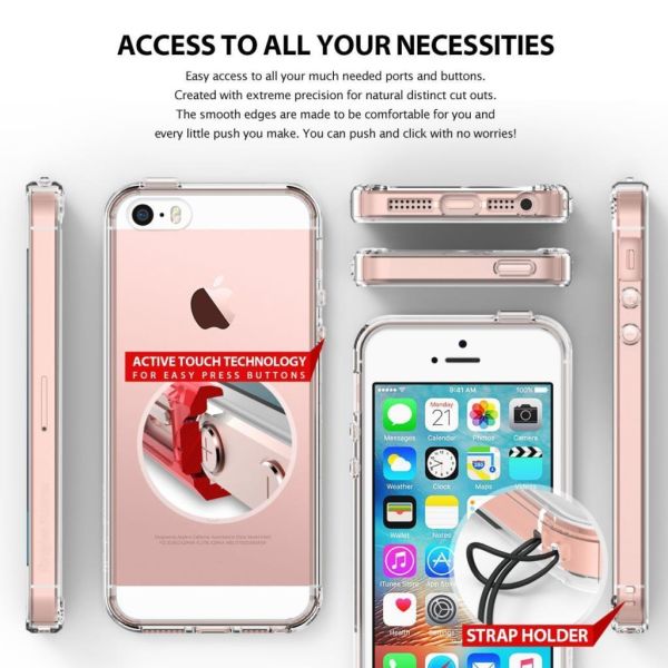 Ringke Fusion iPhone SE/ 5S/ 5 ile Uyumlu Kılıf Rose Gold TPU Bumper Extra Darbe Emici