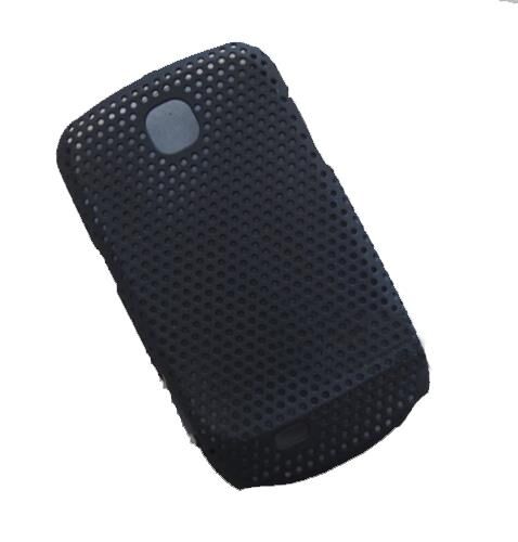 Galaxy Mini S5570 ile Uyumlu Delikli Sert Kauçuk Kılıf Siyah Renk