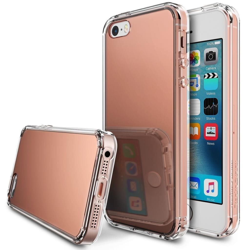 Ringke Mirror Fusion iPhone SE/ 5S/ 5 ile Uyumlu Kılıf Rose Gold Extra Darbe Emici