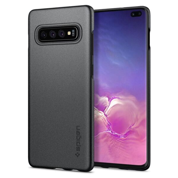 Spigen Galaxy S10 Plus ile Uyumlu Kılıf Thin Fit Graphite Gray