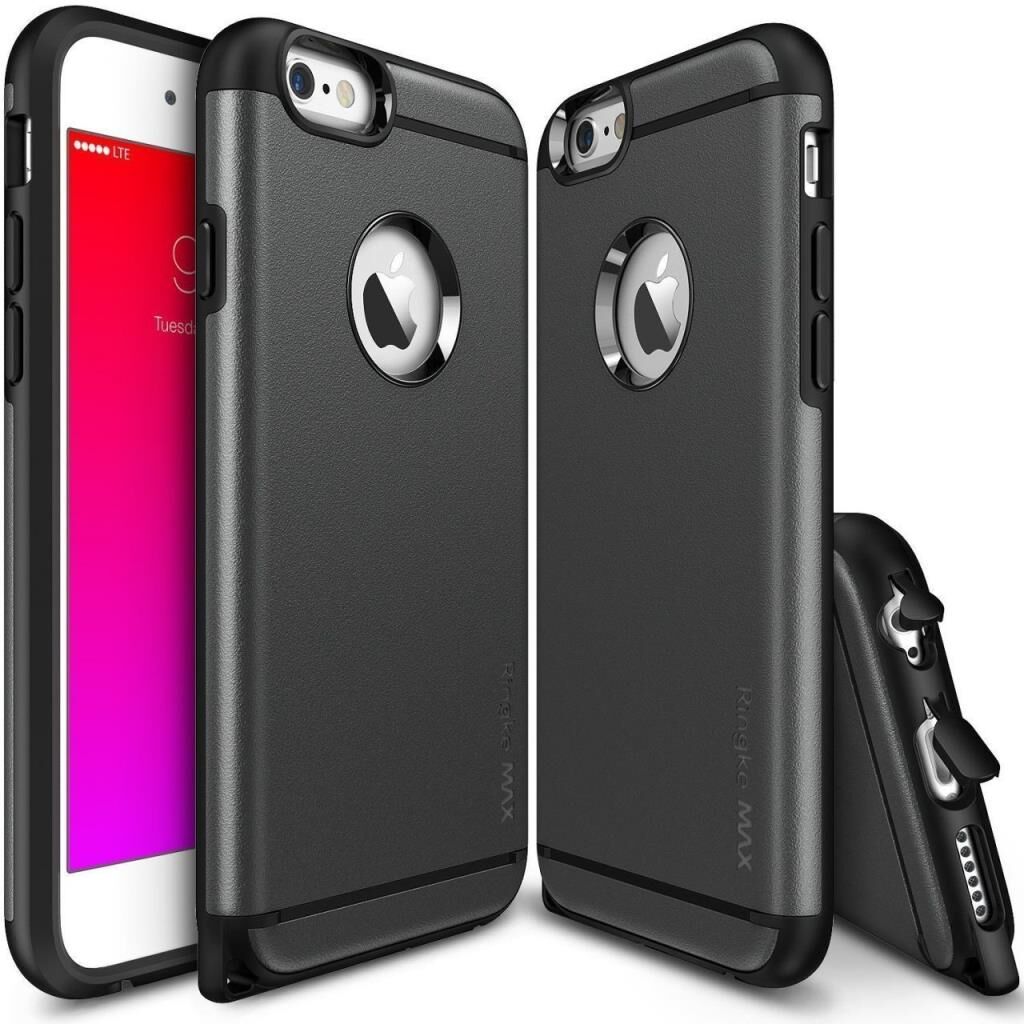 Ringke Max iPhone 6s Plus/ 6 Plus ile Uyumlu KIlıf Gun Metal Tam Koruma Isı Dağılımlı Şok Emici Teknoloji