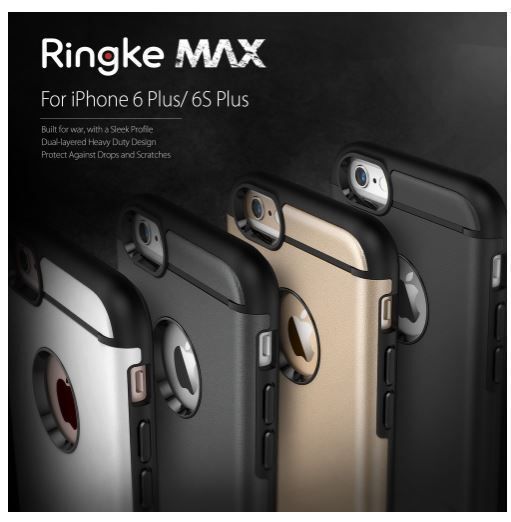 Ringke Max iPhone 6s Plus/ 6 Plus ile Uyumlu KIlıf Gun Metal Tam Koruma Isı Dağılımlı Şok Emici Teknoloji
