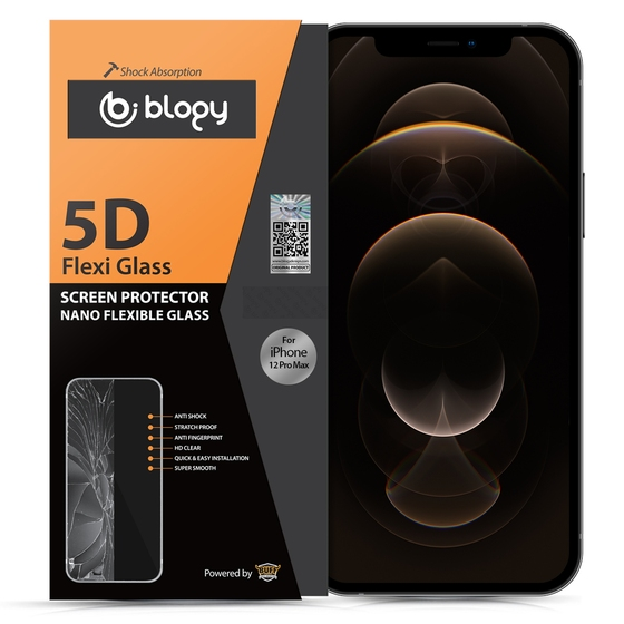 Blogy iPhone 12 Pro Max ile Uyumlu Flexi 5D Ekran Koruyucu