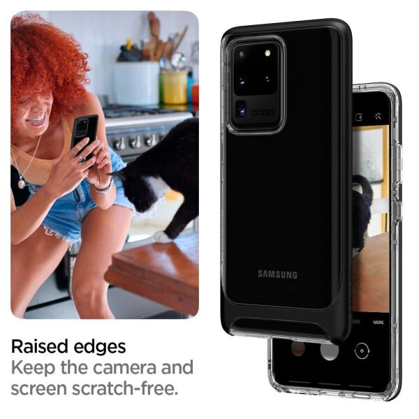 Spigen Galaxy S20 Ultra ile Uyumlu Kılıf Neo Hybrid Crystal Black