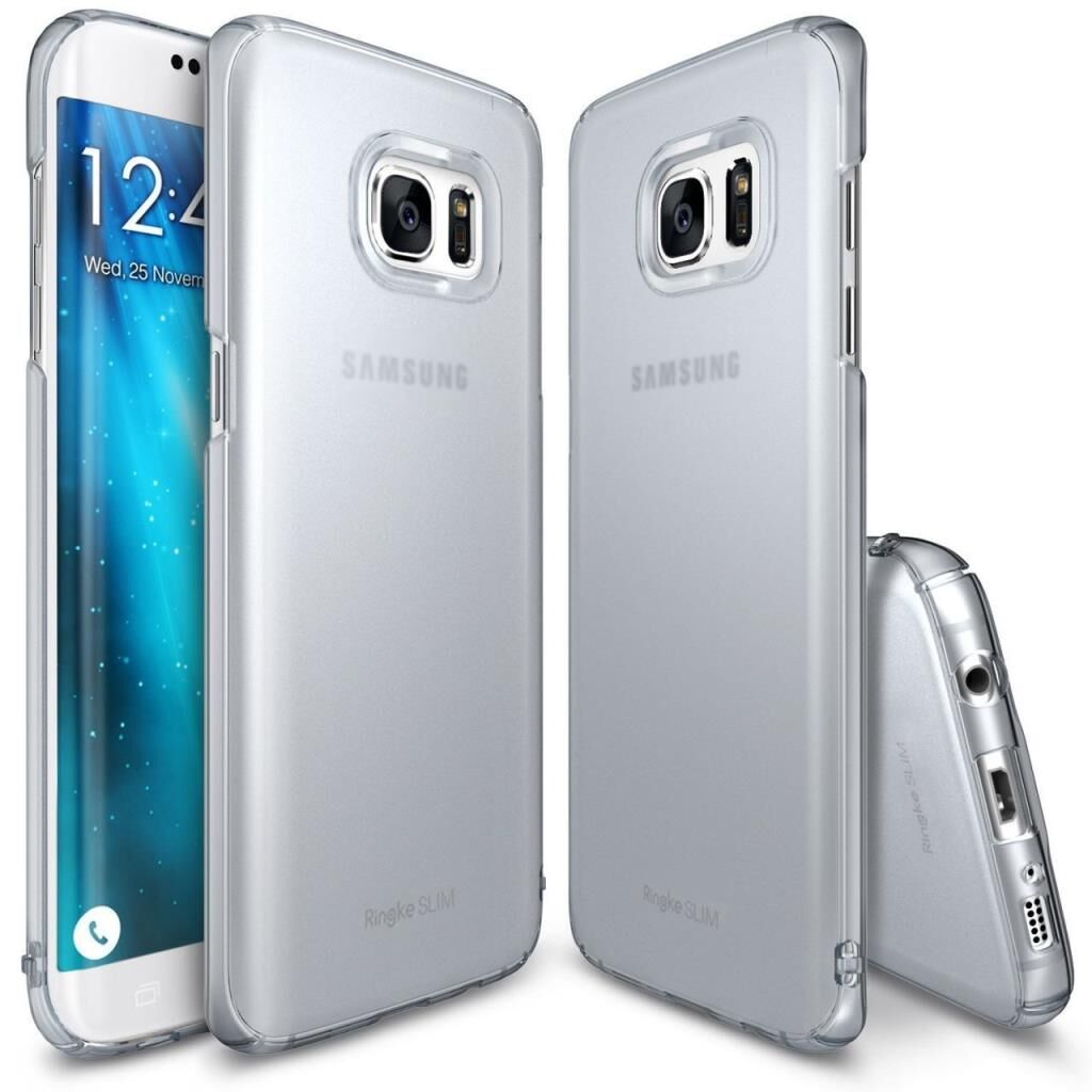 Ringke Slim Frost Galaxy S7 Edge ile Uyumlu Kılıf Gray 4 Tarafı Saran Tam Koruma İnce Buzlu Şeffaf