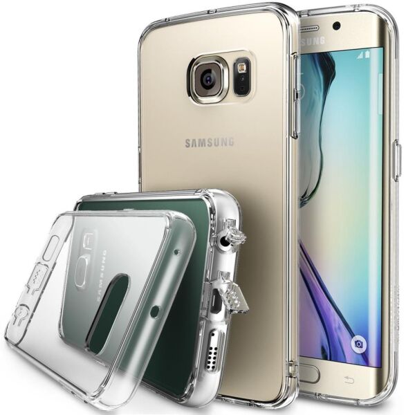 Ringke Fusion Galaxy S6 Edge ile Uyumlu Kılıf Clear TPU Bumper Extra Darbe Emici