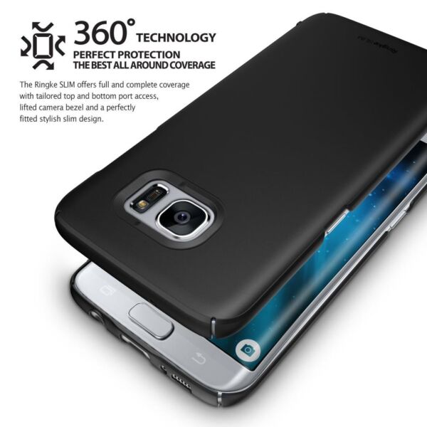 Ringke Slim Galaxy S7 Edge ile Uyumlu Kılıf SF Black 4 Tarafı Saran İnce Şık Tasarım