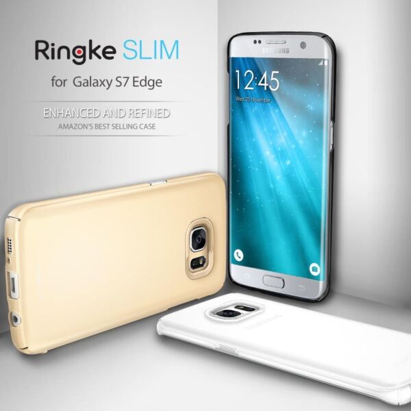 Ringke Slim Galaxy S7 Edge ile Uyumlu Kılıf SF Black 4 Tarafı Saran İnce Şık Tasarım