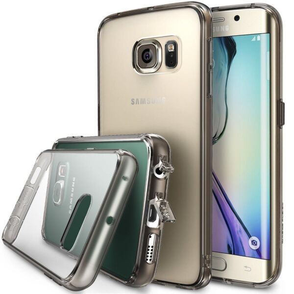 Ringke Fusion Galaxy S6 Edge ile Uyumlu Kılıf Smoke Black TPU Bumper Extra Darbe Emici