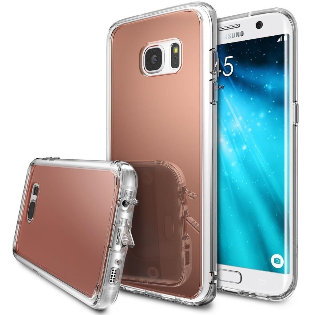 Ringke Mirror Fusion Galaxy S7 Edge ile Uyumlu Aynalı Kılıf Rose Gold